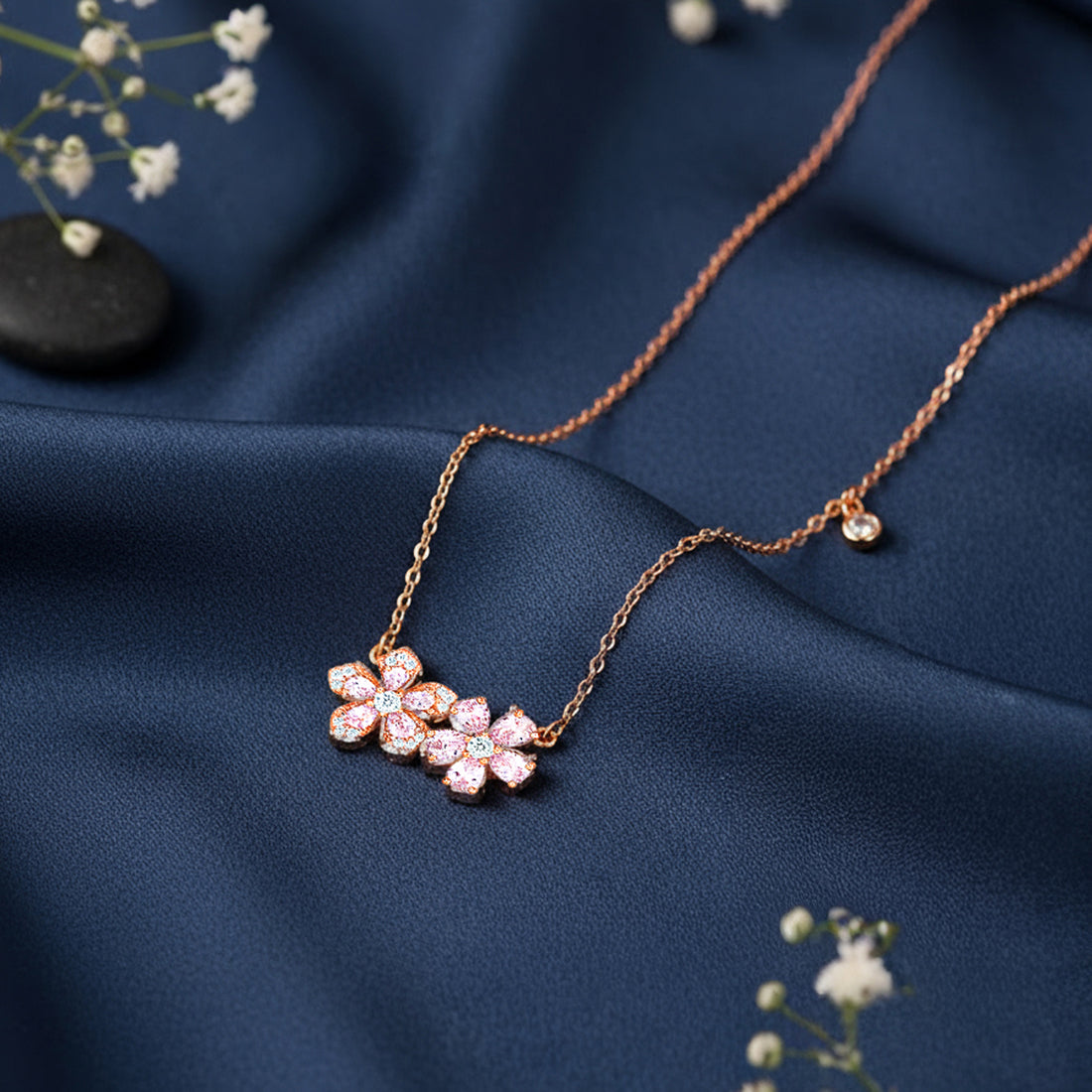 Pink Bloom Symphony Rose Gold Plated Necklace