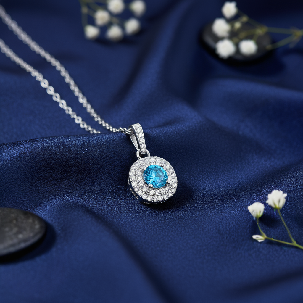 My Little Piece of Sky Rhodium Plated Necklace