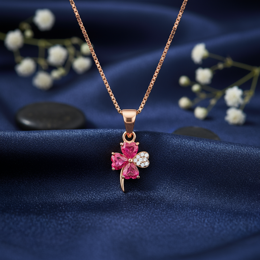 The Heart's Lucky Charm Rose Gold Plated 925 Silver Necklace