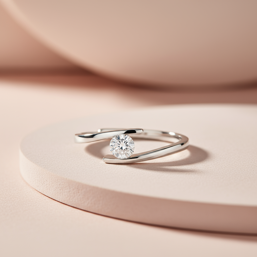 The One I Choose Solitaire Rhodium Plated Ring (Adjustable)