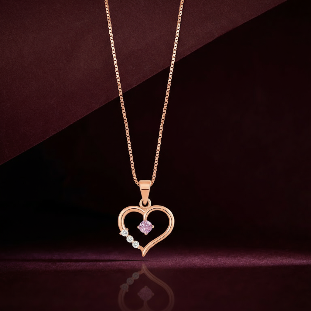 The Center of My Heart Rose Gold Plated Necklace