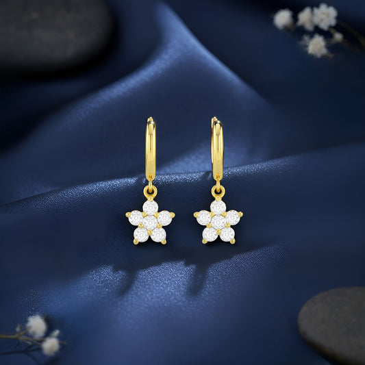 A Falling Star Silver Hoop Gold Plated Earrings