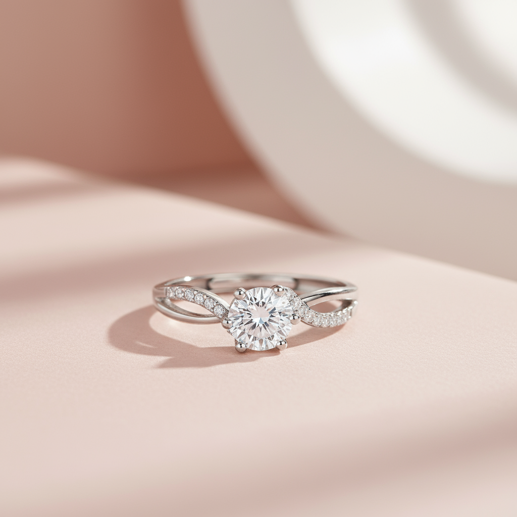 Crowned in Love Solitaire Rhodium Plated Ring (Adjustable)