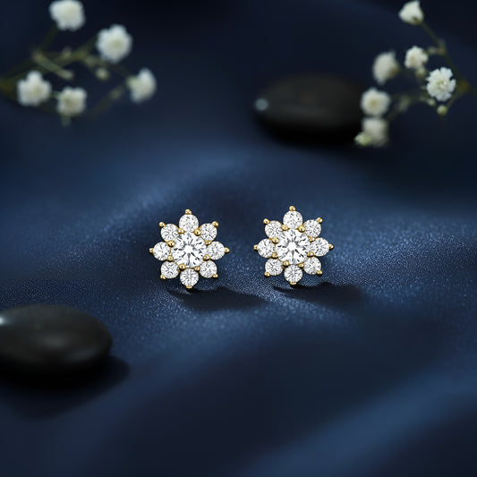 Morning Dew Petal Stud Gold Plated Earrings