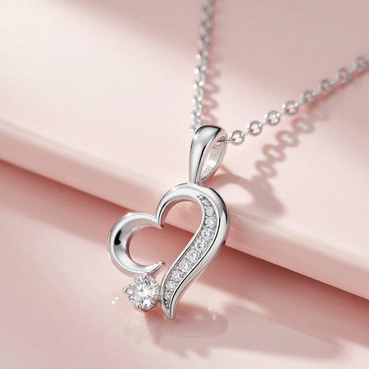 Heart Whisper Rhodium Plated 925 Silver Necklace