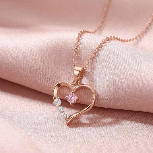 The Centre of My Heart Rose Gold Plated 925 Silver Pendant with Link Chain