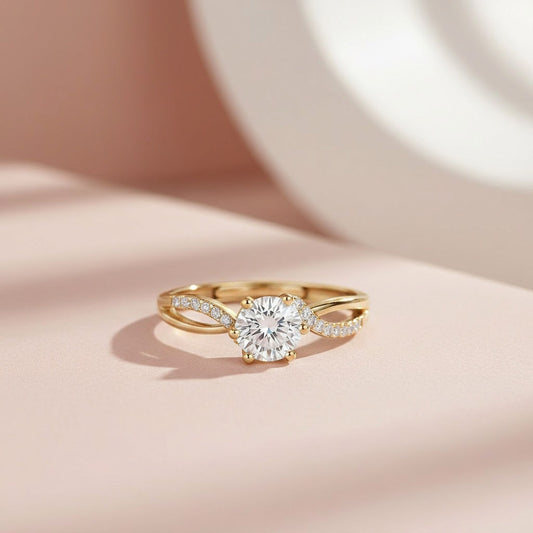 Crowned in Love Solitaire Gold Plated 925 Silver Womens Ring (Adjustable)