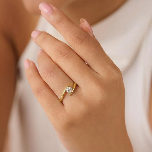 The One I Choose Solitaire Gold Plated Ring (Adjustable)
