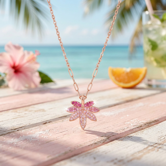 Ombre Petal Rose Gold Plated 925 Silver Necklace