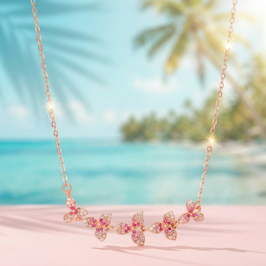 Ombre Bloom Rose Gold Plated 925 Silver Necklace (Zavya Signature)
