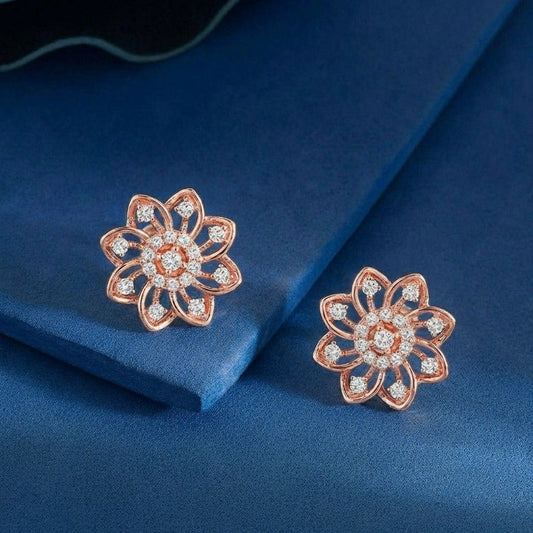 Radiant Bloom Rose Gold 925 Silver Stud Earrings
