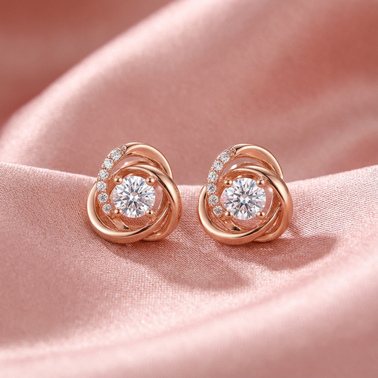 Inner Glow Rose Gold Silver Stud Earrings