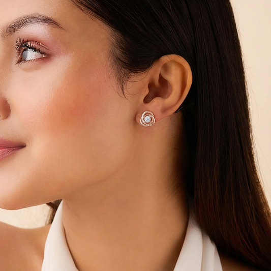 Inner Glow Rose Gold Silver Stud Earrings