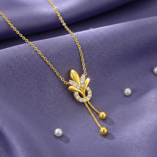 925 Sterling Silver Bloom Drop Gold Plated 925 Silver Necklace for Women – Zavya