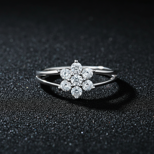 Flower of Fortune Rhodium Plated Ring (Adjustable)