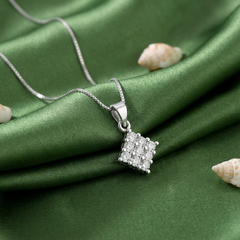 A Cluster of Wishes Rhodium Plated Necklace