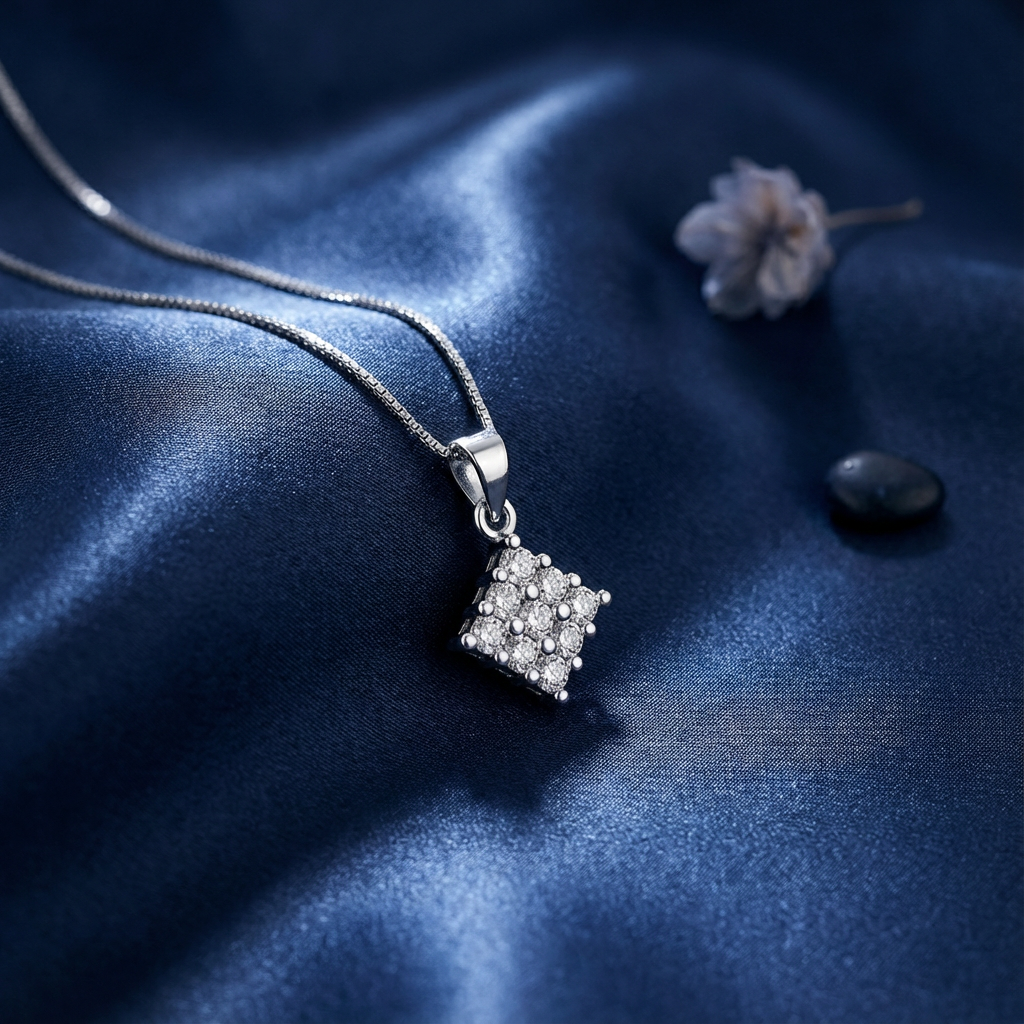 A Cluster of Wishes Rhodium Plated Necklace