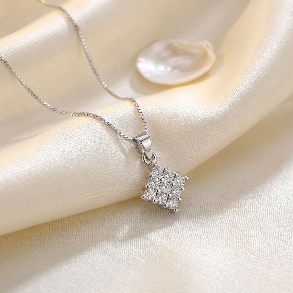 A Cluster of Wishes Rhodium Plated Necklace