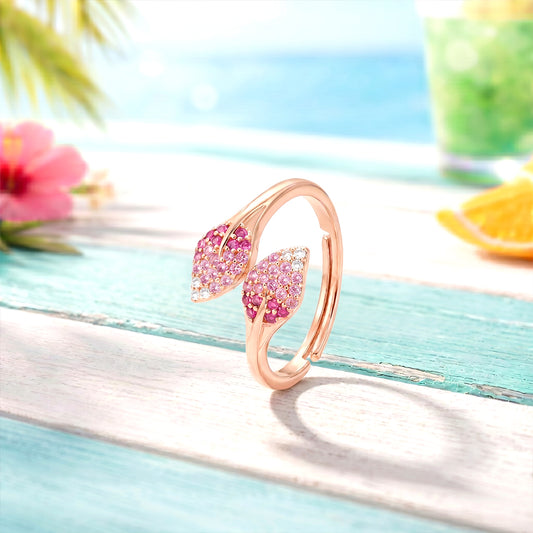 Ombre Spring Blossom Rose Gold Plated 925 Silver Ring (Zavya Signature)
