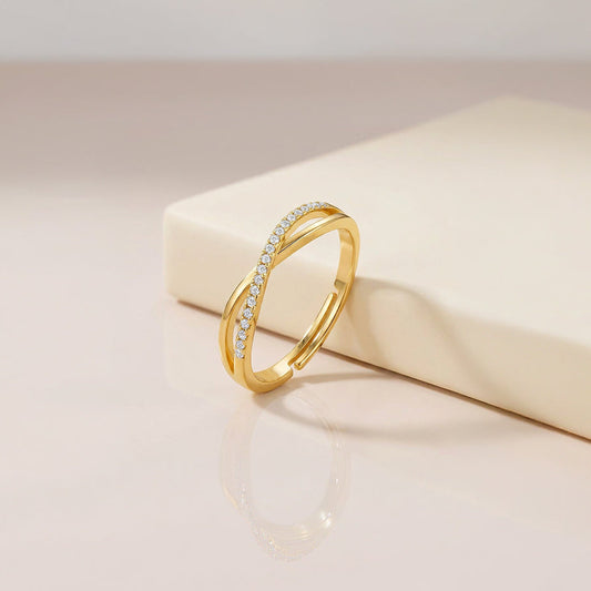 Infinity Gold ring with CZ small diamonds 