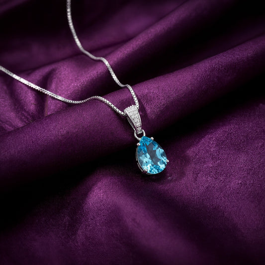 Ocean Drop Rhodium Plated 925 Silver Pendant