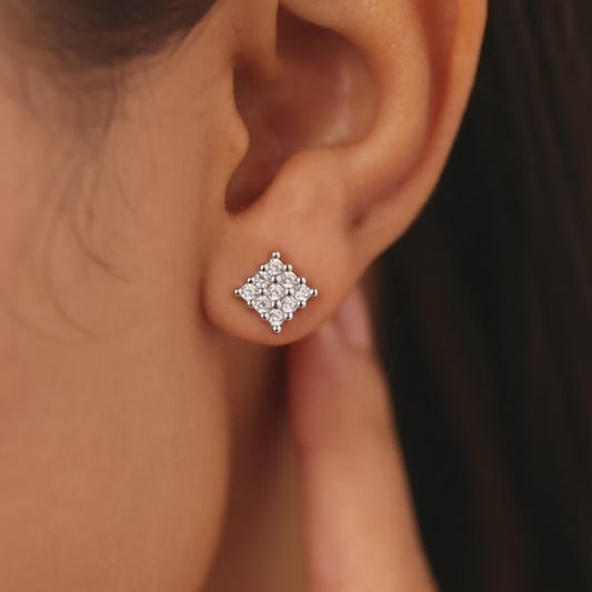 Sky Full of Light Silver Stud Rhodium Plated Earrings