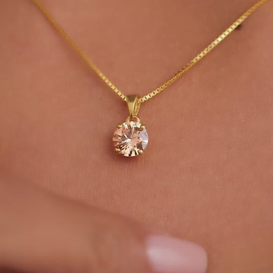 Solitaire Gold Plated 925 Sterling Silver Pendant with Chain