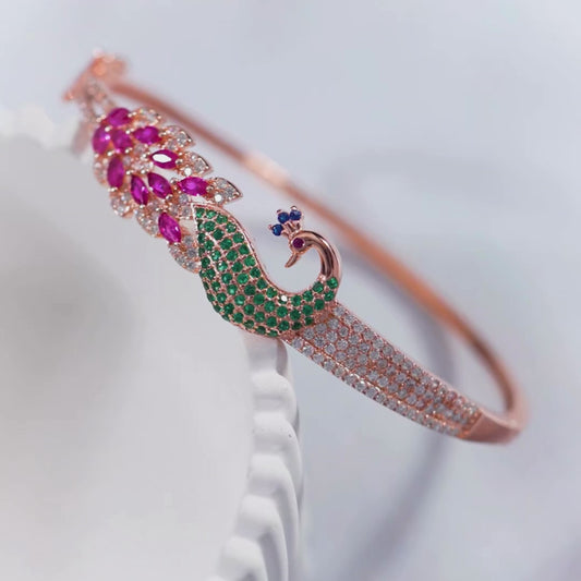 Peacock 925 Sterling Silver Bracelet In Rose Gold Gift Hamper