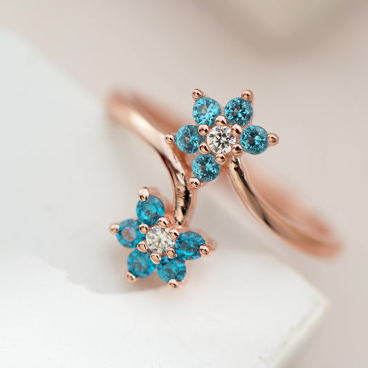 The Summer Sky Blooms Rose Gold Plated Ring (Adjustable)