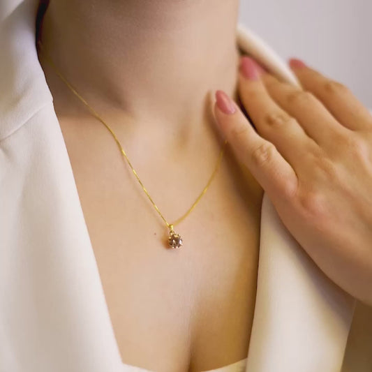 Yellow Solitaire Box Chain Gold Plated 925 Sterling Silver Pendant with Chain Gift Hamper