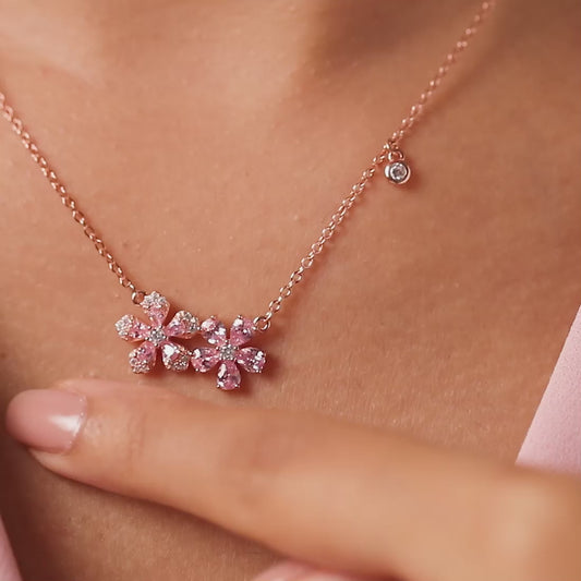 Pink Bloom Symphony Rose Gold Plated Necklace