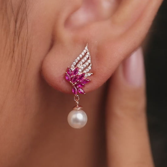 Floral Dewdrop Rose Gold Plated 925 Sterling Silver Earrings