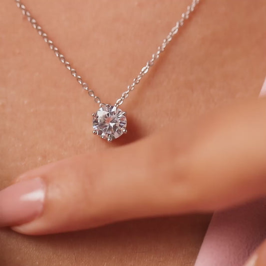 Her Constant Light Solitaire Rhodium Plated Necklace