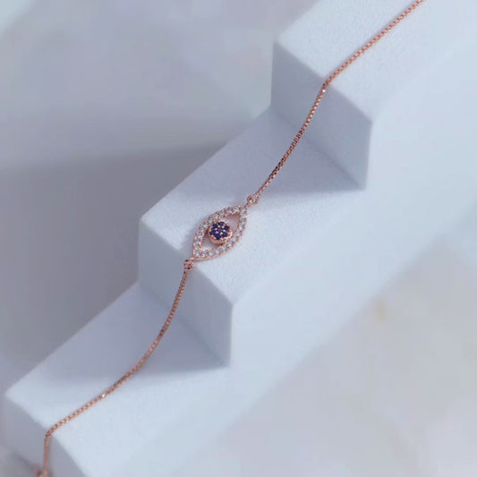 Rose Gold Plated Evil Eye 925 Silver Bracelets
