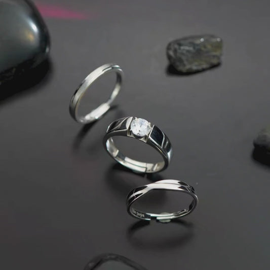 Solitaire Rhodium Plated 925 Sterling Silver Men's Ring