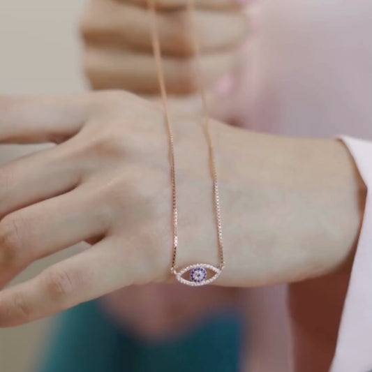 Evil Eye 925 Sterling Silver Rose Gold Plated Necklace