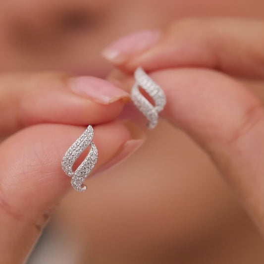 Dancing Wave Silver Rhodium Plated Earrings