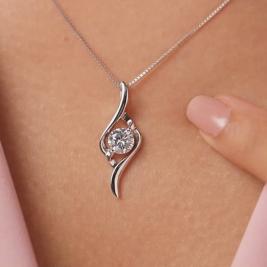 Her Inner Rhythm Solitaire Rhodium Plated Necklace