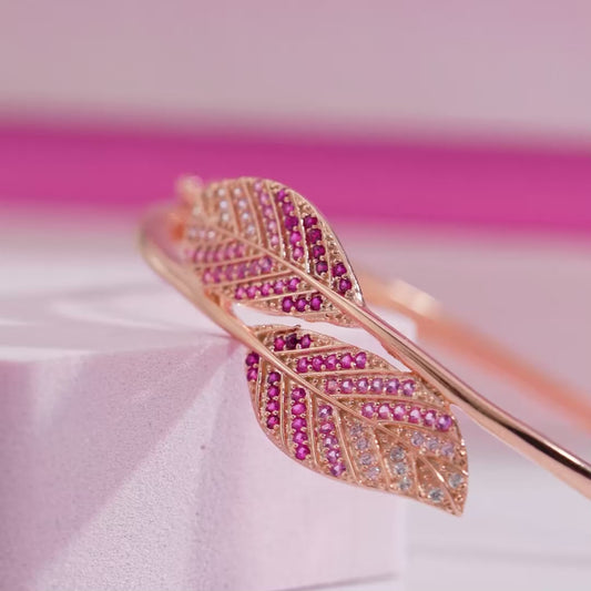 Ombre Leaf Rose Gold Plated 925 Silver Bracelet (Zavya Signature)