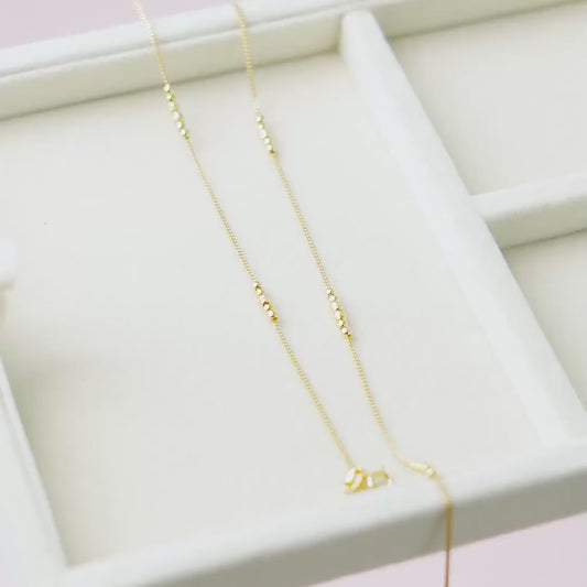 Beaded Gold-Plated 925 Sterling Silver Chained Anklet