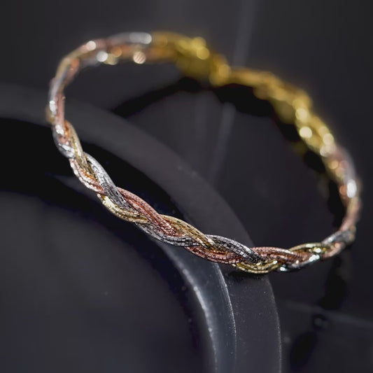 Multi-Strand Weave 925 Sterling Silver Bracelet With Triple Plating