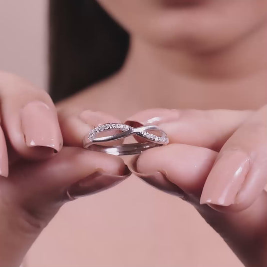 Infinity Bond Rhodium-Plated 925 Sterling Silver Couple Ring (Adjustable)