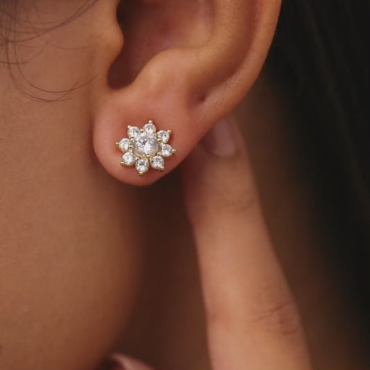 Morning Dew Petal Stud Gold Plated Earrings