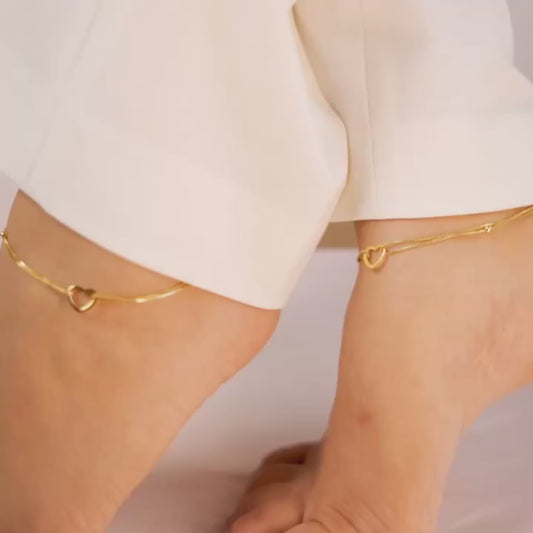 Dainty Heart Gold Plated 925 Sterling Silver Anklets