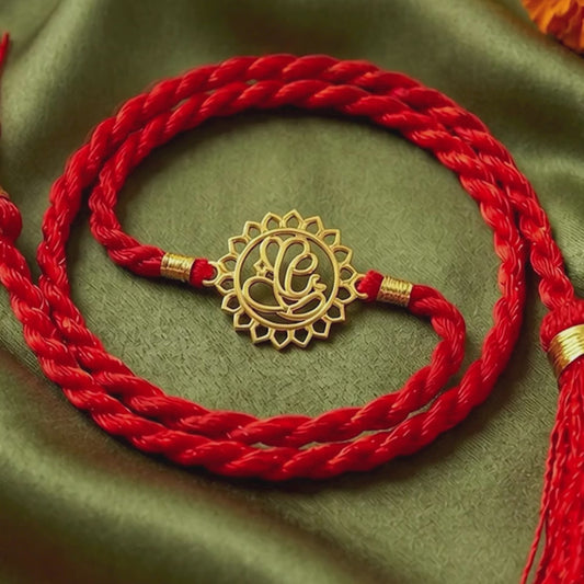 Eternal Ganesha Gold Plated Silver Rakhi (Zavya Signature)