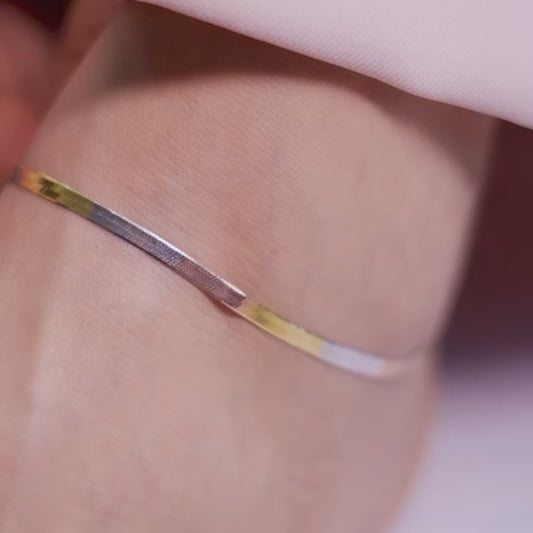 Mystical 925 Silver Anklet in Triple Tone