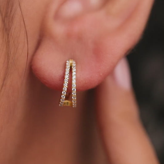 Golden Loops Classic 925 Sterling Silver Hoop Earrings with Gold Plating