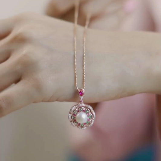 Rose Gold Plated Classic Pearl 925 Sterling Silver Necklace