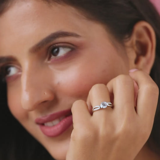 Twisted Solitaire Silver Ring (Adjustable)