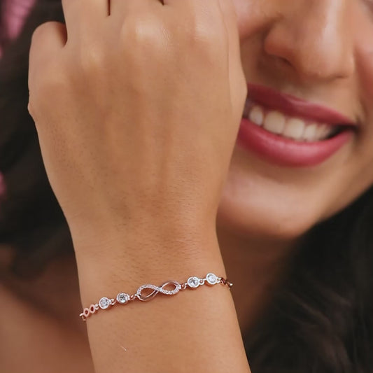 Infinity 925 Silver Rose Gold Plated Bracelet